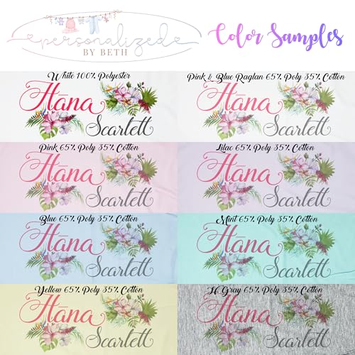 New Baby Girl's Printed Hibiscus Floral Personalized Infant Gown with Hot Pink and Grey Coming Home Outfit4