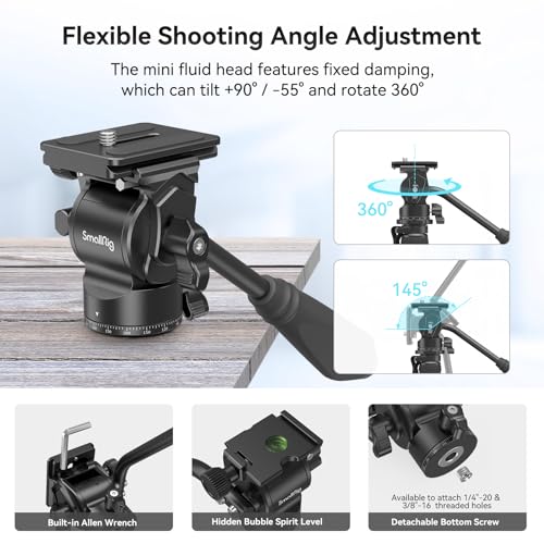 Image of SmallRig 72 inch Video Tripod Monopod with Fluid Head, Aluminum Camera Tripod, 360 Panorama Ball Head for Travel, Video, Live Streaming, Vlogging, Adjustable Height from 16.5 inch to 72 inch - 3760