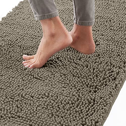 Image of GORILLA GRIP Bath Rug Mat 48x24, Thick Soft Absorbent Chenille, Quick Dry Microfiber Mats, Rubber Backing Washable Shower Floor Rugs, Bathmat Runner, US Designed Bathroom Home Decor Accessories Latte