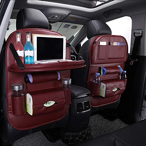 Autositz-Rückenlehne-Organisator 2pcs, Universal-Multifunktions-Multi-Taschen-Wasserdichte Seat Protector, mit 10" Tablet-Halter, Red