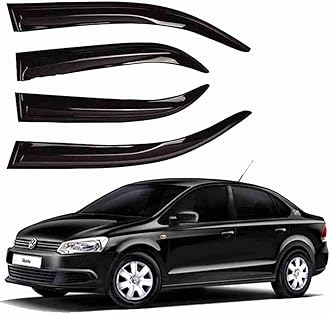 Front Rear Left and Right Unbreakable Door Window Visor Wind Rain Guard Deflector Trim Compatible with Volkswagen Vento (2010-2017)