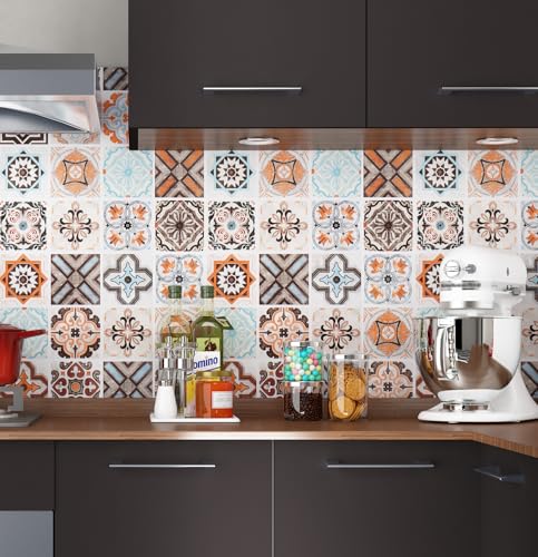 Livelynine Epais Credence Adhesive pour Cuisine Carreaux de Ciment 40CMx5M Rouleau Adhesif Decoratif Mural Lavable Carrelage Adhesif Mural Salle de Bain Vinyle Adhesif...