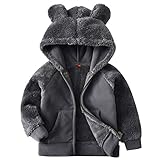 kuschelige fleecejacke 164  LIUONEXI Unisex Baby Jacke Fleece Bär Hoodies, Zip-up leichte Jacke warme Kleidung Sweatshirt Outwear mit Ohren