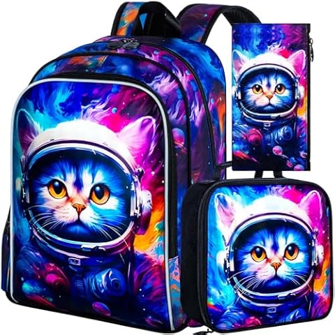 AGSDON 3PCS Space Cat Backpack Set Cover