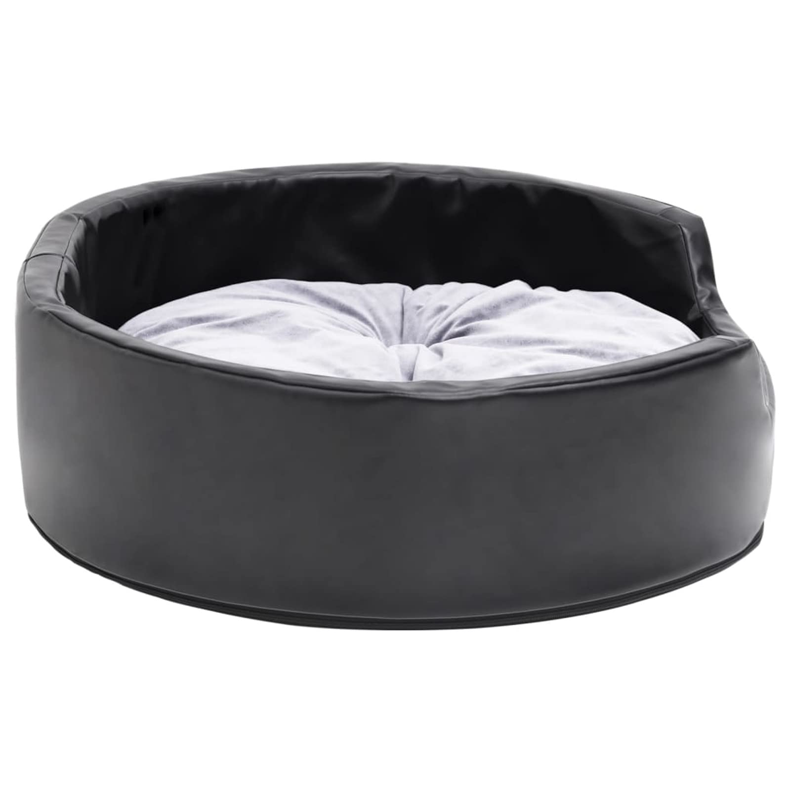 ZEYUAN Cama para Perros, Sofa Perro, Colchon Perro, Sofá Cama para Mascotas, Felpa y Cuero sintético Negro Gris 69x59x19 cm