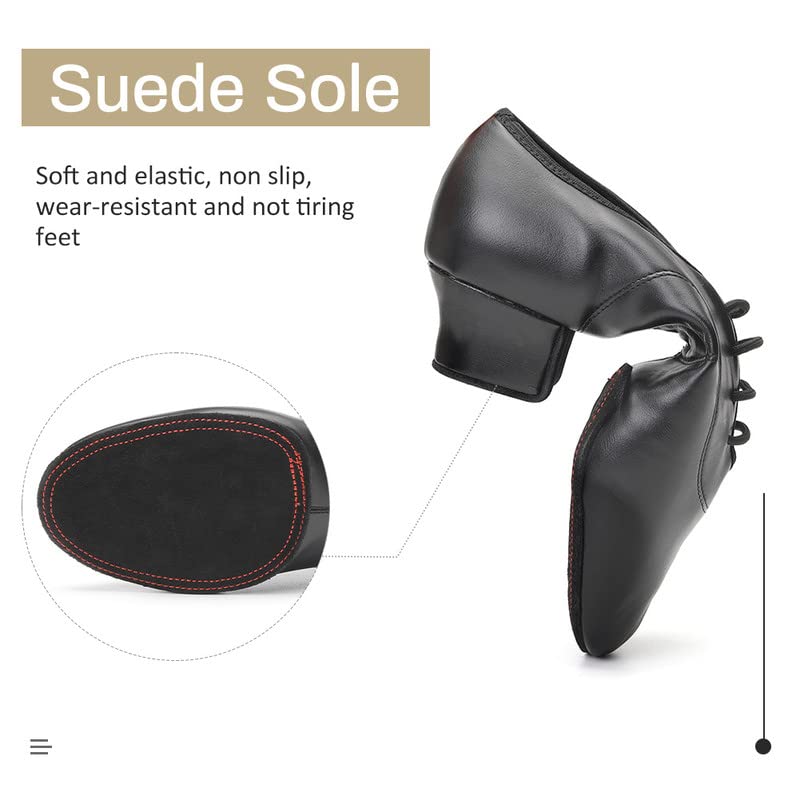 JUODVMP Herren Tanzschuhe für Tanz Modern Lateinisch Jazz Salsa Tango Ballsaal aus Atmungsaktiv Leder 3.5 cm Praxis Schuhe,Modell WLL518-2 - Image 4