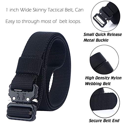 Image of 1 Inch Nylon Tactical Belt Quick Release Metal Buckle Heavy Duty Military Sports Skinny Webbing Work Belts for Men