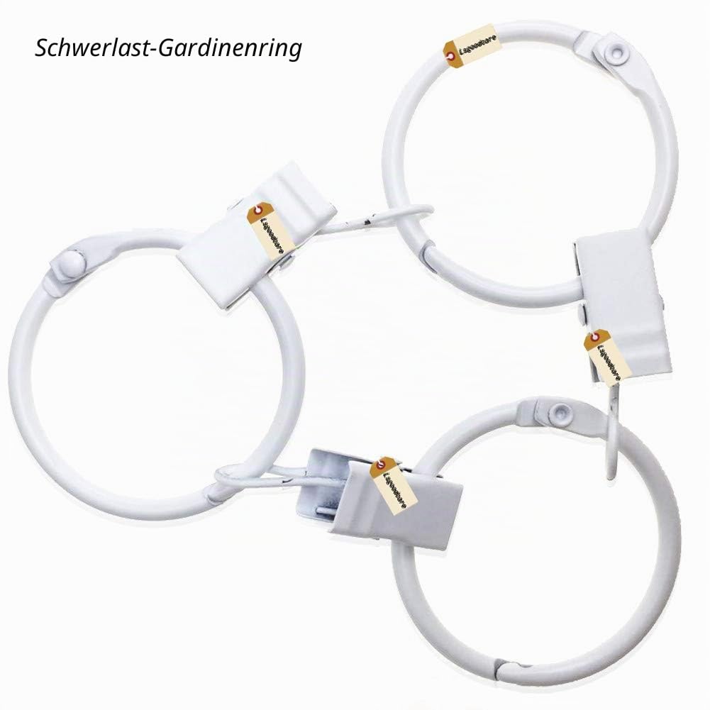 Lsgoodcare Openable Vorhang Clips mit Ringen weiß, Starke Metall dekorative Vorhangklammer 1,26 Zoll, Rustproof Drapery Open Clip Ringe Packung von 40 Mehrweg