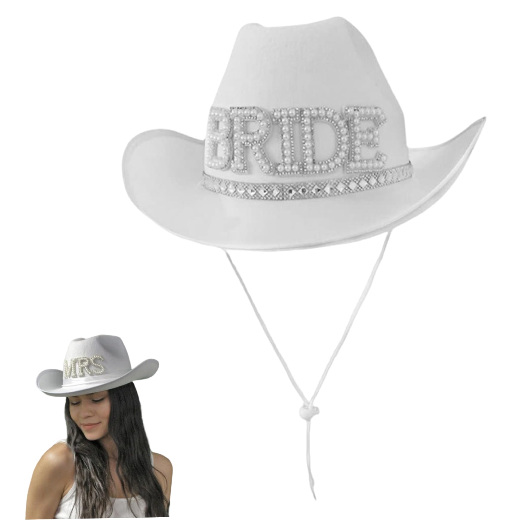 Bride Cowboy Gat White White Cowgirl Gat Summer Beach Bread Breim Panamá Gapa Panamá para la Boda Cosplay Fancy Fiest Play Play Accessories White White