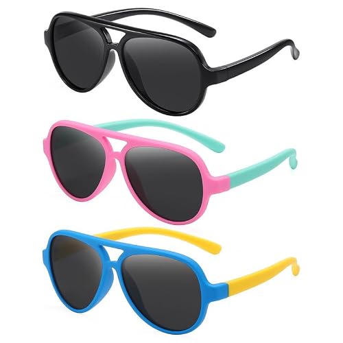 diqivee kids Polarized Aviator Sunglasses for Boys Girls 100% UV400 Protection Lightweight Frame Sun Glasses for Children Age 3-8