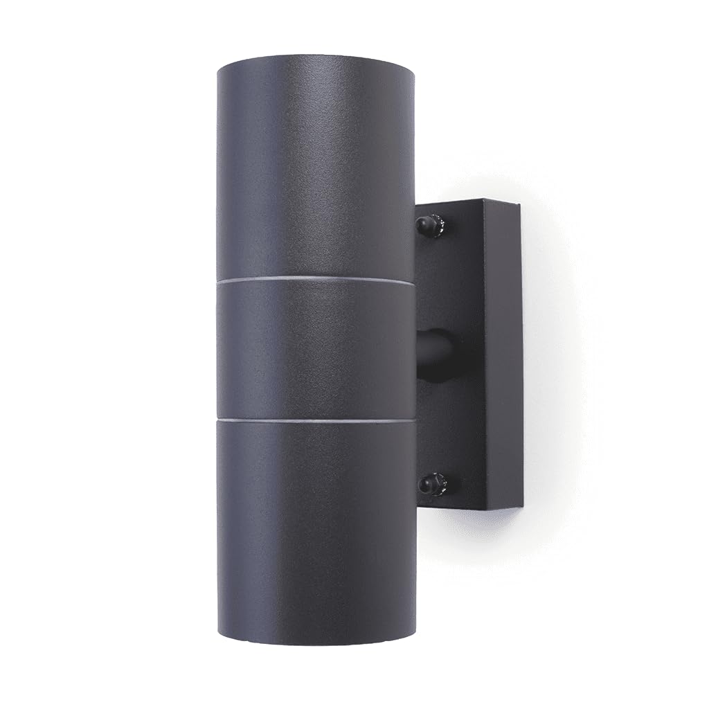 Hispec Electrical Products Limited Grey Hispec Coral Led Outdoor Up Down Wall Lights | For Home, Driveway, Garden, Patio | Wall Mounted Exterior Security Light With Ip44 Rating (, 1 Pack)