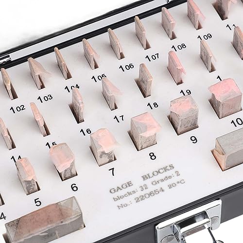 Ensemble de 32 blocs étalon en acier avec boîte de rangement de précision
