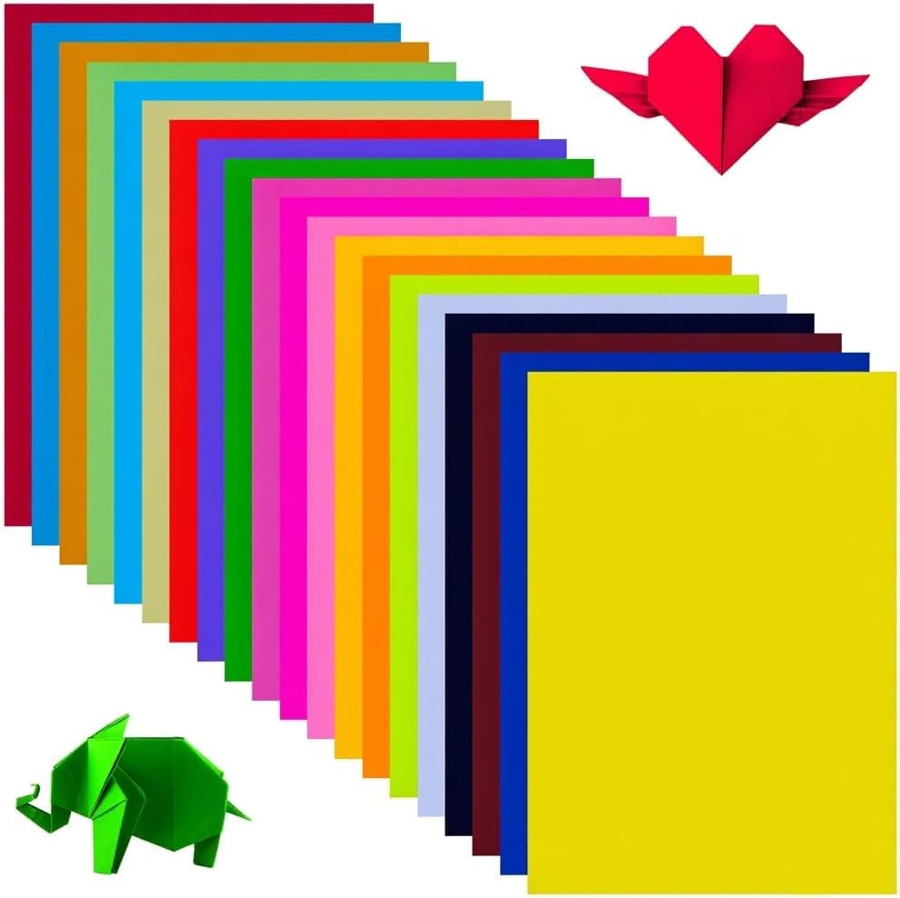 200 Sheets Coloured Paper, A4 Origami Double Sided for Children's Art & Craft Activities, 20 Colors Craft Paper Copy Papers - 297mm X 210mm