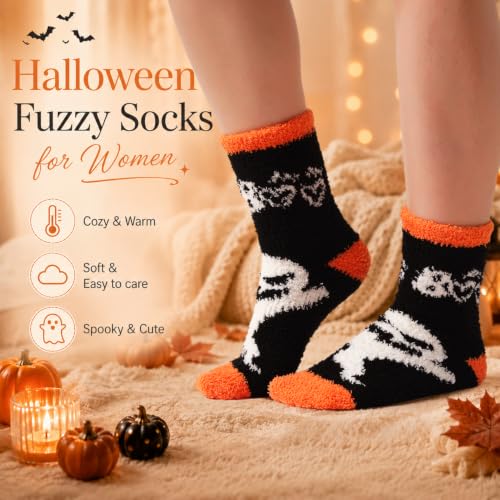 Image of Toes Home Fuzzy Socks for Women, 6 Pairs Cozy Winter Fluffy Slipper Socks