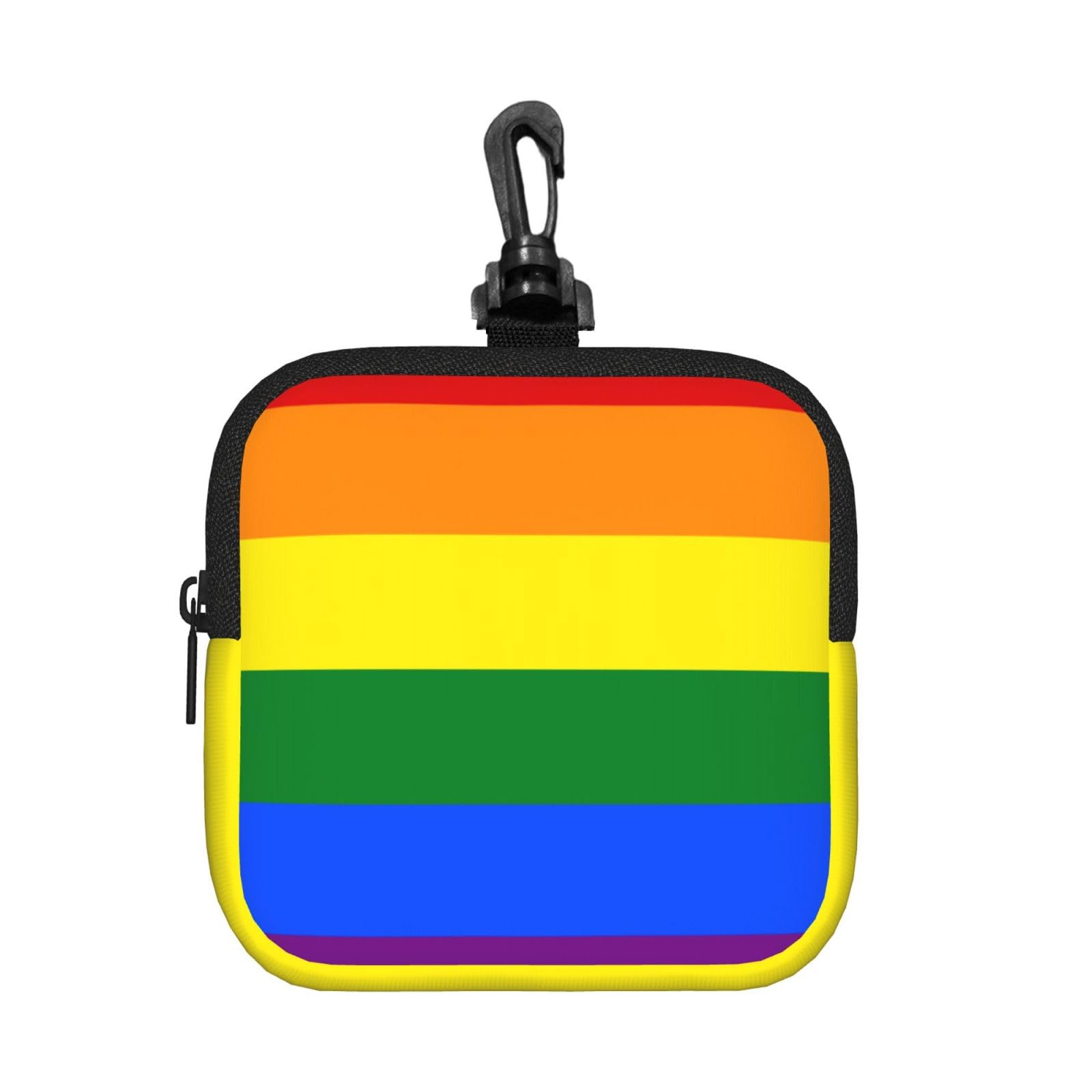 Ercgad Unisex Black Rainbow Print Square Storage Bag Travel Toiletry Cosmetic Organizer Pouch Lightweight Reusable