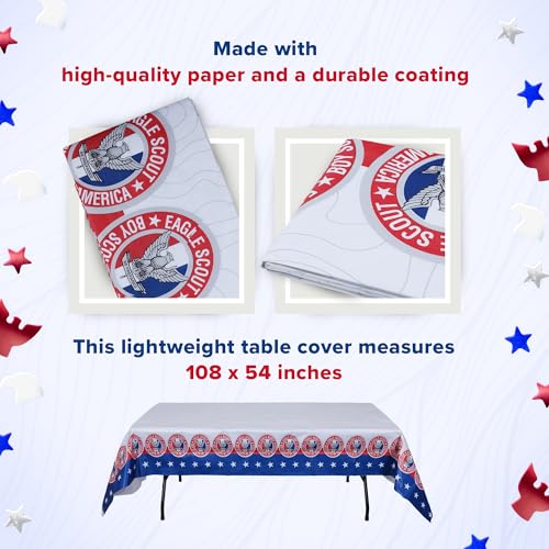 Image of Boy Scouts of America Eagle Scout Stars Table Cover 108 inch x 54 inch