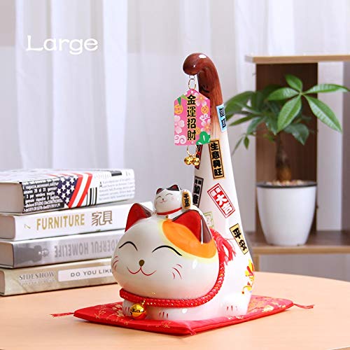 LittleBeauty Objets de Décoration 1pc Style Japonais Maneki Neko Céramique Lucky Cat Long Tail Cat...