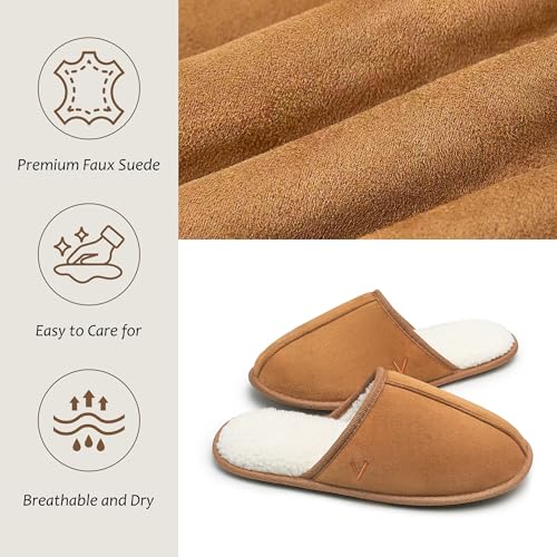 Image of Mens Scuff Slippers Micro Suede Memory Foam Slide Clogs Slip on Indoor Outdoor House Shoes