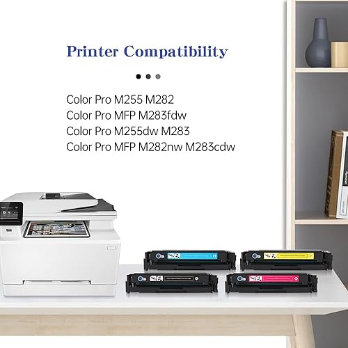Miniatura 2 de Juego de cartuchos de tóner 206A W2110A compatibles con impresora HP 206A 206X Color Laserjet Pro MFP M283fdw M283cdw Pro M255dw M283 M255, 4
