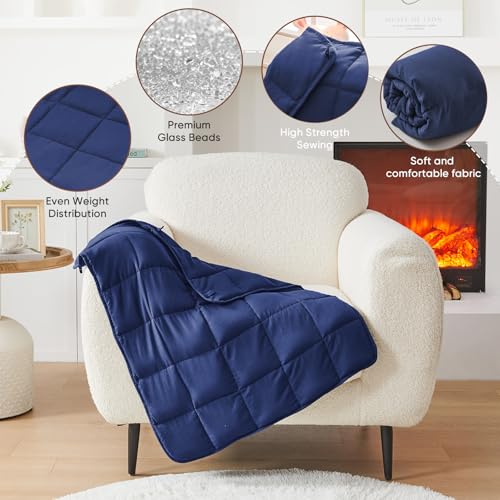Weighted Lap Blanket for Adults 5lbs, 29"x33" Cooling Heavy Throw Blanket, Portable Travel Weighted Blankets, Soft Small Blankets Gift for Sleeping, Navy Blue