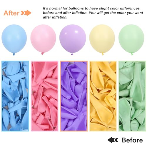 Image of RUBFAC 129pcs Pastel Balloons Different Sizes 18 12 10 5 Inch, Macaron Rainbow Easter Balloon Arch Kit for Baby Shower Birthday Party Gender Reveal Garland Decoration