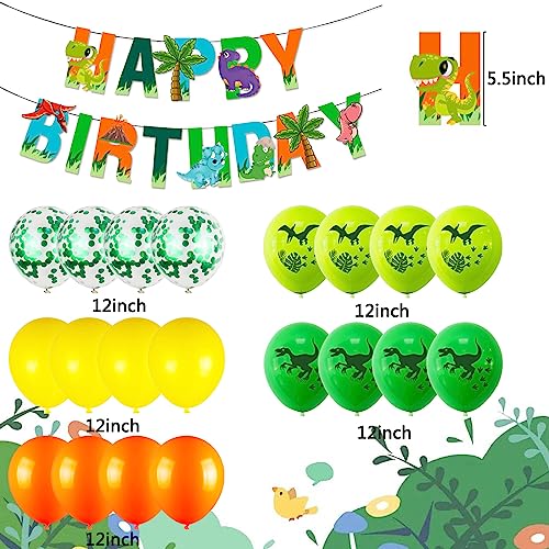 Image of Dinosaur Birthday Party Supplies, Dinosaurs Party Decorations 2 Year Old Foil Balloons for Boys and Girls,Include Balloons, Foil Balloons,Banner,Cake Topper