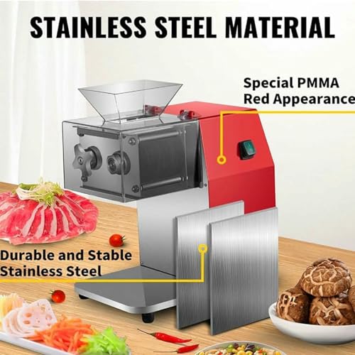 Cortadora de carne comercial de acero inoxidable, máquina cortadora de carne eléctrica, picadora de alimentos eléctrica móvil, cortadora de carne eléctrica de 850 W, cortadora de escritorio comercia - imagen 3