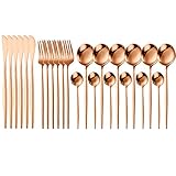 🍝 [Edelstahlmaterial] Das Geschirr besteht aus Edelstahl, der eine hervorragende Haltbarkeit hat und Bakterien und Wasser nicht leicht sammeln kann. Es kann jederzeit für den langfristigen Gebrauch sauber gehalten werden. Spülmaschinen und Trockner können auch für sanitäre Zwecke genutzt werden. Das einteilige Besteckset bietet Luxus und Hygiene.