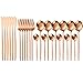 Cubertería de 24 piezas de acero inoxidable, juego de cubiertos para 6 personas, de acero inoxidable pulido con espejo, incluye cuchillos, tenedores, cocina, restaurante (oro rosa)