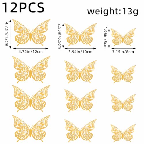 Decoración de pared mariposas 3D - 48 piezas miniatura 7