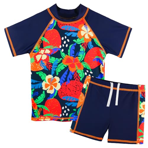 Image of TFJH E Girls Short Sleeve Swimsuit Two Piece Swimwear UPF 50+ UV 3-12 Years