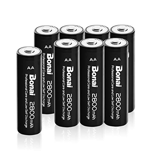 BONAI AA Rechargeable Batteries 2800mAh 1.2V Ni-MH Low Self Discharge (Pack of 8)