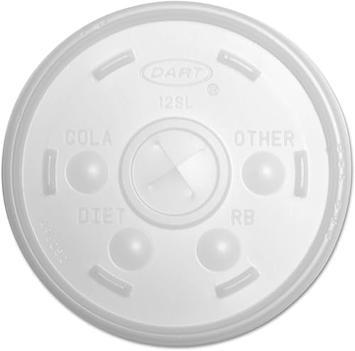 DCC12SL - Tapas de plástico, Para 12-oz. Vasos de espuma caliente/fría, tapa deslizante, Blanco