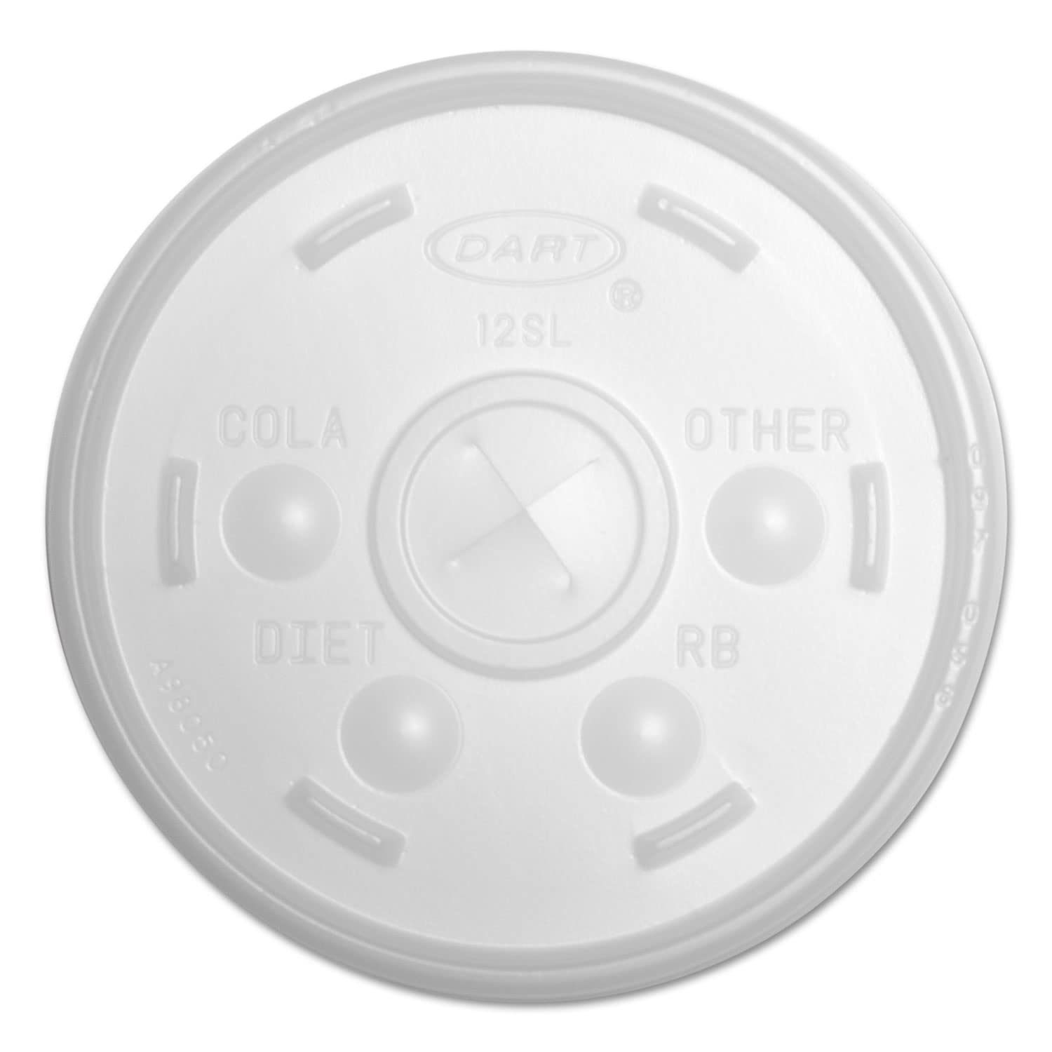 DCC12SL Plastic Lids for 12oz Hot/Cold Foam Cups by DART – 0.6 x 1.5 x 1.1 inches, Plastic, White, Model 59658