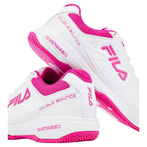 Fila Double Bounce 3 Women's Shoes (Wht/Wht/Pglo) (10)4