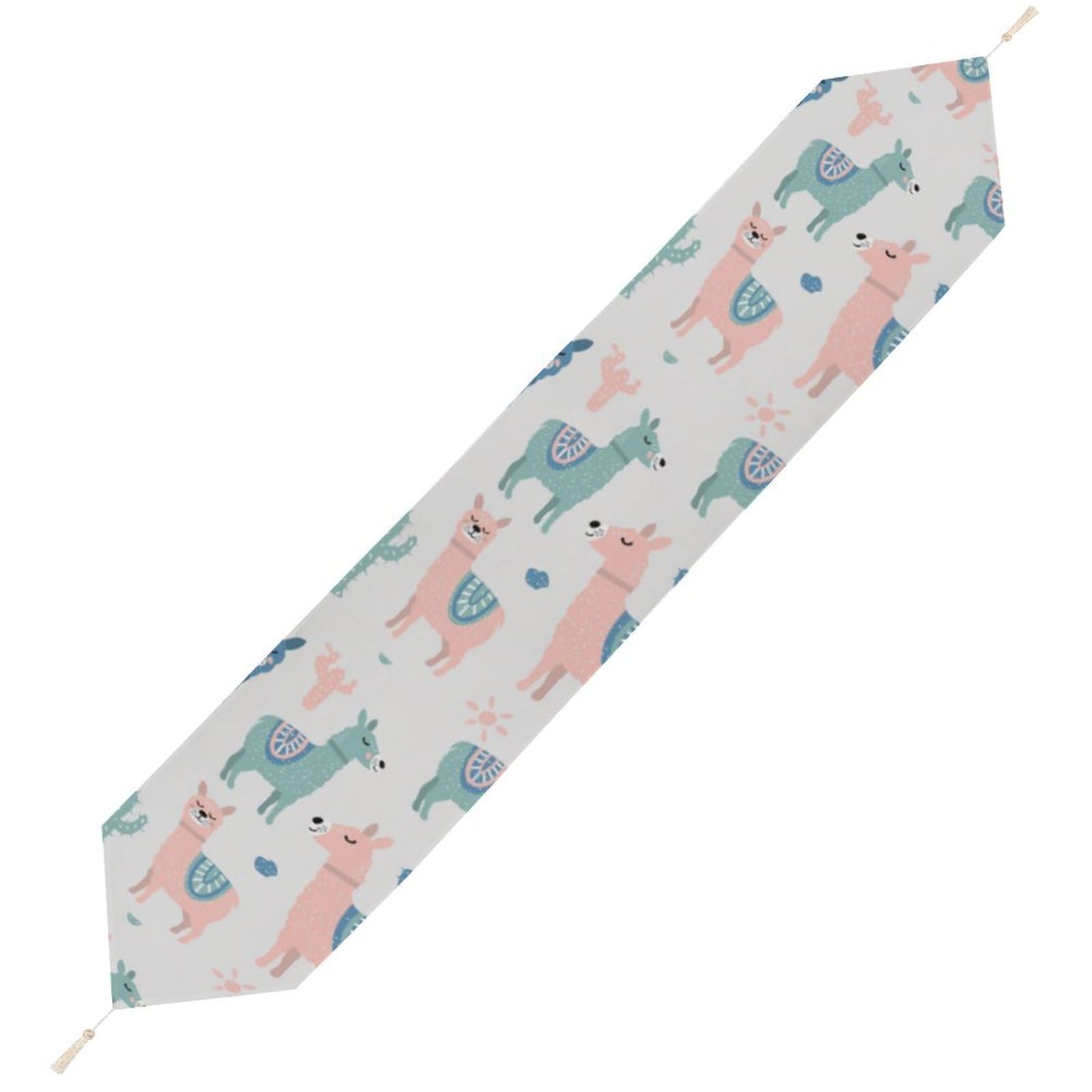 JZemdybill 200*33cm Table Runner with Tassel, Alpaca Cactus Table Runner, Table Decoration for Kitchen, Party, Restaurant