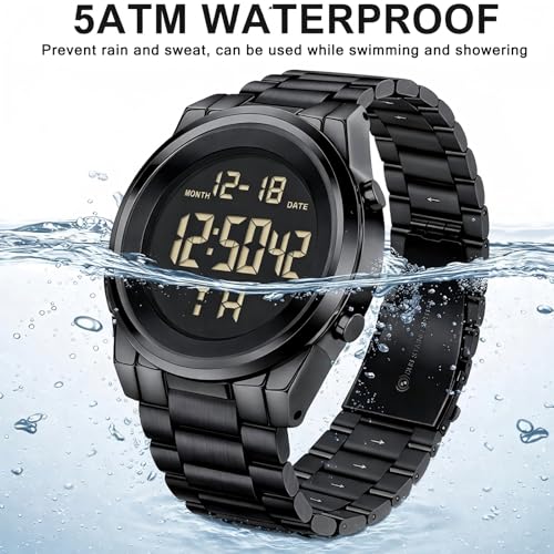 Image of Black Waterproof Digital Wrist Watches for Men Sports Mens Watch