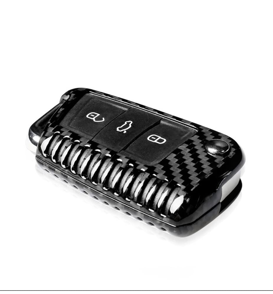 ontto Funda para llave de coche de fibra de carbono adecuada para VW Golf 7 MK7 Polo Seat Ibiza Leon FR Ateca Skoda Octavia Fabia funda protectora para llavero funda para llave negro (ventilación) B