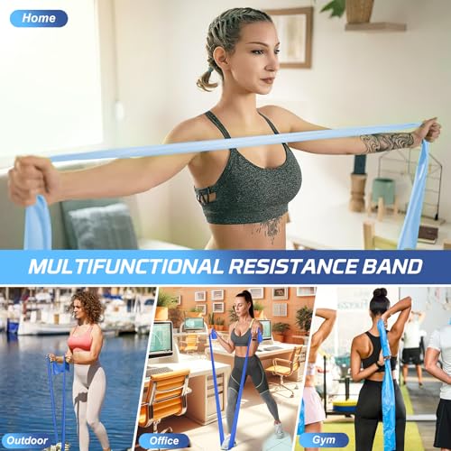 Juego de 5 Bandas de Resistencia, Bandas elásticas para Fitness, Yoga, Pilates, Estiramiento, Entrenamiento de Fuerza, Bandas de Entrenamiento para Gimnasio en casa (Azul Degradado) - imagen 7