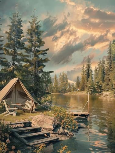 Kit point de croix débutant peinture diamant 5d arbre et paysage 50x70