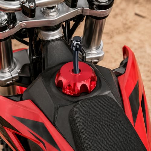 Image of 2pcs Motorcycle Breather Hose Gas Fuel Tank Cap Vent, Black | Motorcycle Gas Cap Vent Hose Tube,Aluminum Universal Breathing Tube Fits Off-Road Motorcycles ATVs /Pit Dirt Motorcycle Bike