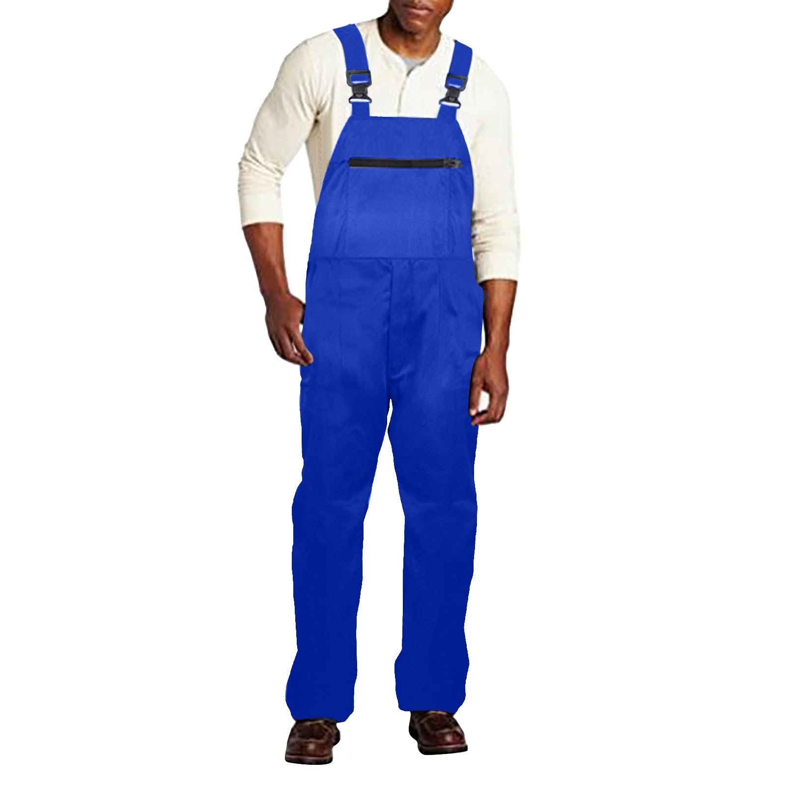 LOIJMK Salopette En Jean Pour Homme, Coupe Décontractée, Vêtements De Travail Avec Bretelles Réglables Et Poches à Outils Pratiques, Chaussettes 27 à 30 Garçons, Bleu, L