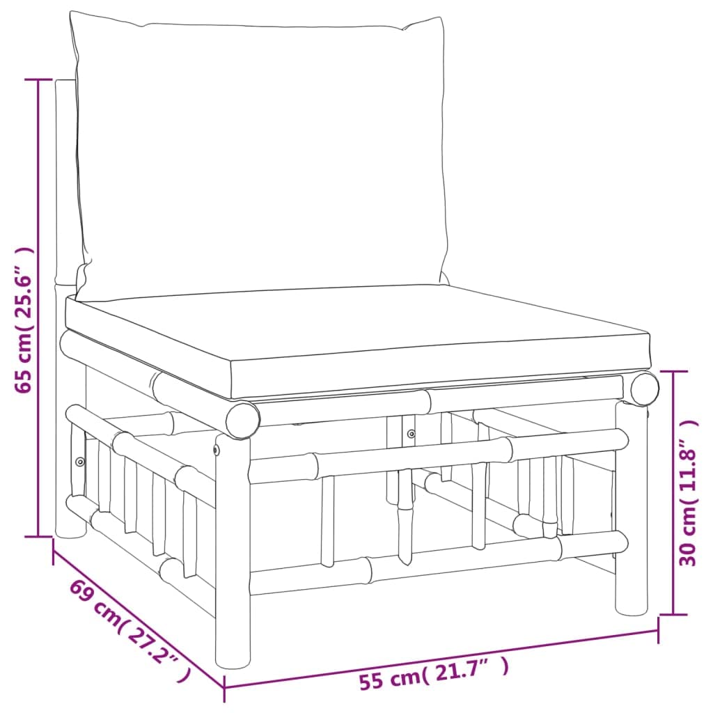 vidaXL Garten Lounge Set 4-TLG., Gartenmöbel Set mit Dunkelgrauen Kissen, Sitzgruppe für Garten Terrasse, Modular Sofa Garnitur Loungemöbel, Bambus