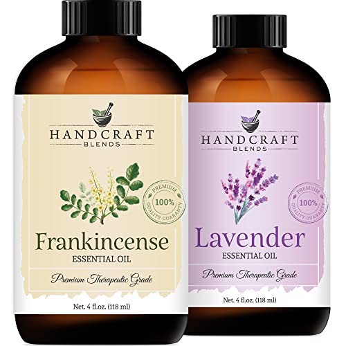 Handcraft Lavender Essential Oil And Frankincense Essential Oil Set – Huge 4 Fl. Oz – 100% Pure And Natural Essential Oils – Premium Therapeutic Grade With Premium Glass Dropper #TOP18