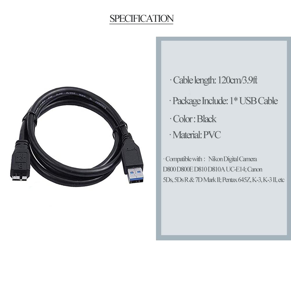 Cavo Sincronizzazione UC-E14 Per D800 Cavo Di Sincronizzazione USB UC-E14 Per Fotocamera Nikon - Ricambio Compatibile Con D800, D800E Sony Dsc W830 - Foto 7