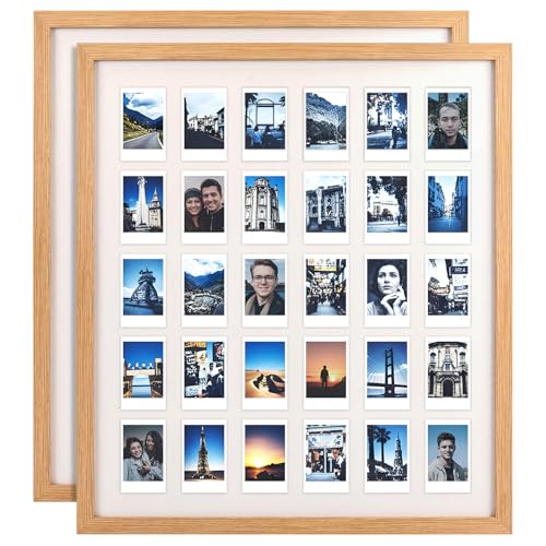 Image of Namalu 2 Pcs 2 x 3 Multi Pictures Collage Frame Wall Decor with 30 Openings Wood Mini Film Photo Wall Frames for Display Wedding Decoration, 18.5 x 21 Inches