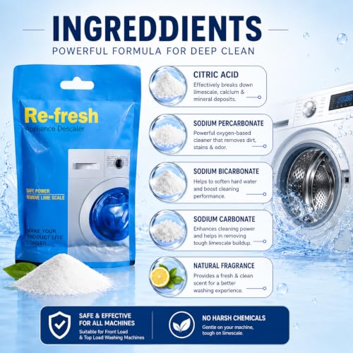 Image of Washing Machine Drum Cleaning Powder Compatible For Samsung Washing Machine Front Load and Top Load, Washing Machine Cleaning Powder -100 gm (Pack Of 10)