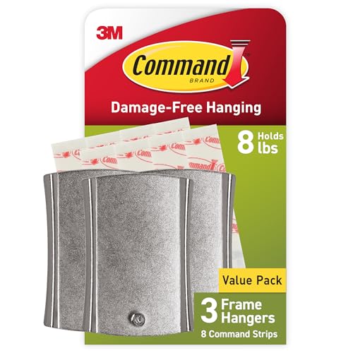 Command 8 lb Jumbo Universal Picture Hanger, 3 Frame Hangers and 8 Command Strips for Sawtooth, D-Ring, Wire, Keyhole and Other Frames, Damage-Free Hanging for Home Decor