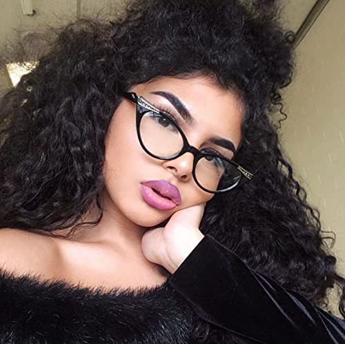 AStyles - Vintage 80s Inspired Fashion Clear Lens Cat Eye Glasses Rhinestones3