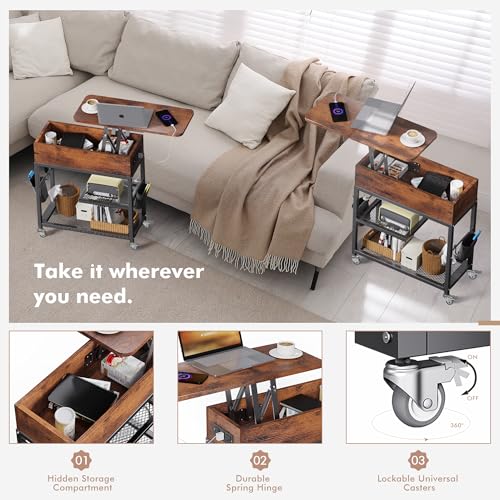 Image of Colima Lift-Top Side Table with Charging Station, USB Ports & AC Outlets
